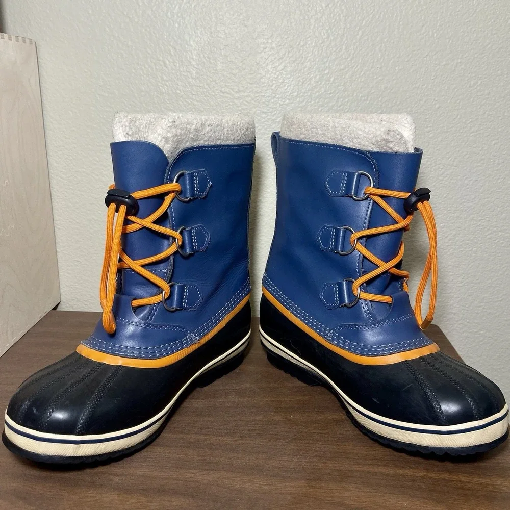 Sorel Yoot Pac Waterproof Snow Boots Removable Liner Blue Orange Youth Sz 5 / 37